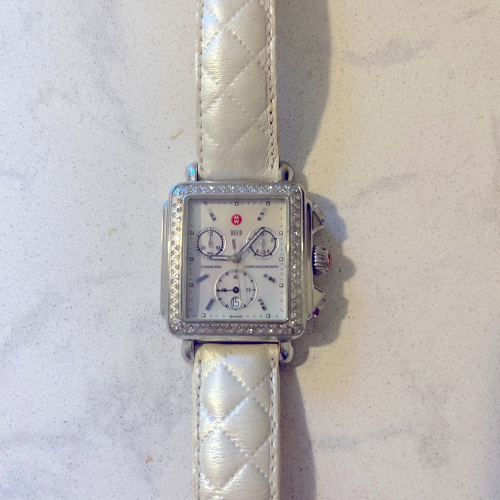 Michele Deco Mid Diamond Watch Head and band - Picture 4 of 9
